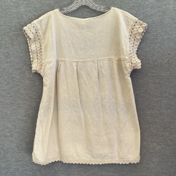 Guenda Mexican Hand Embroidered Huipil Top Size L Folk Art Colorful Crochet Boho - Picture 8 of 12